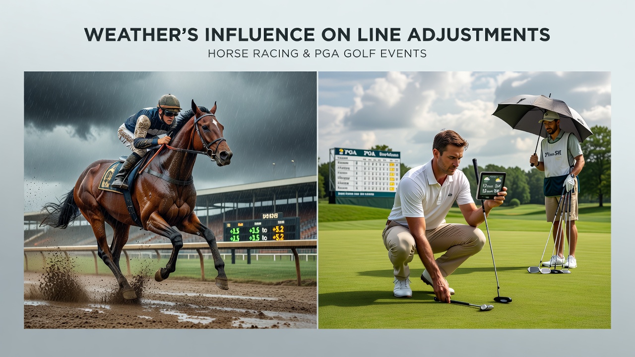 PGA golfers navigating windy conditions on an open course affecting tournament lines